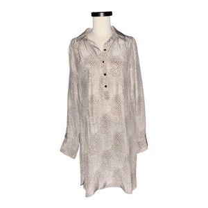 Britt Ryan Cream Snakeskin Silk Mini Dress